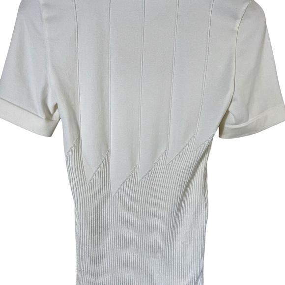 WOLFORD Ivory Plisse Scoop Neck Short Sleeve Form-Fitting Top M0851 - Picture 6 of 9